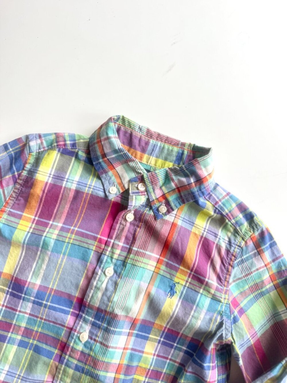 Boys' RALPH LAUREN Madras Plaid Cotton Poplin Button Up Shirt, Size 4 - Picture 2 of 8